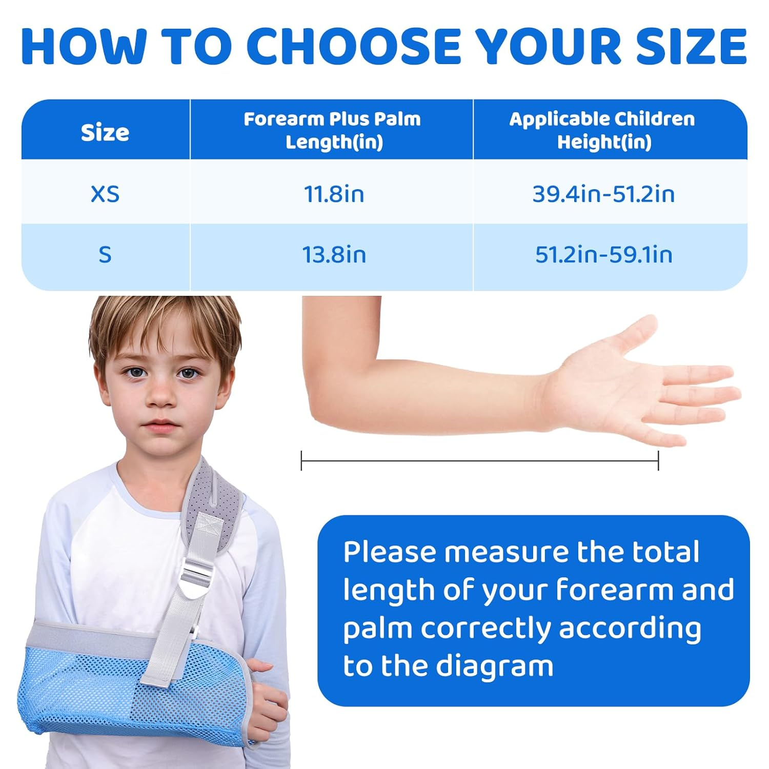 Arm Sling for Kids, Arm Brace with Support Plate, Arm Support Sling Shoulder Immobilizer for Children Shoulder Injury, Suit for Left and Right Arms, Boy and Girl (Blue,S) image number 1