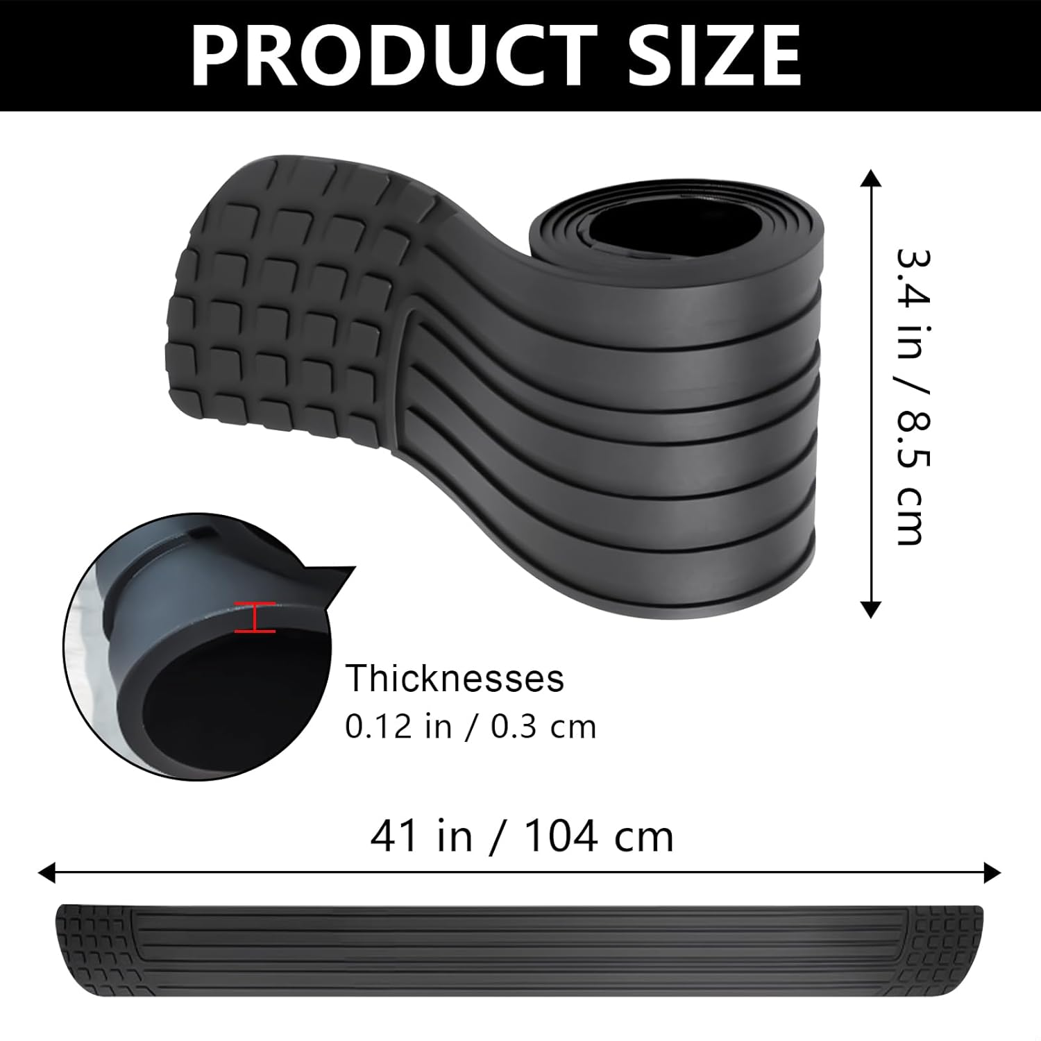 Car Rear Bumper Protector, 41 X 3.4 Inch Anti-Scratch Rubber Rear Bumper Guard, Universal Non-Slip Trunk Exterior Accessories for SUV & Trucks, Easy No-Drill Installation, with Wet Wipes image number 1