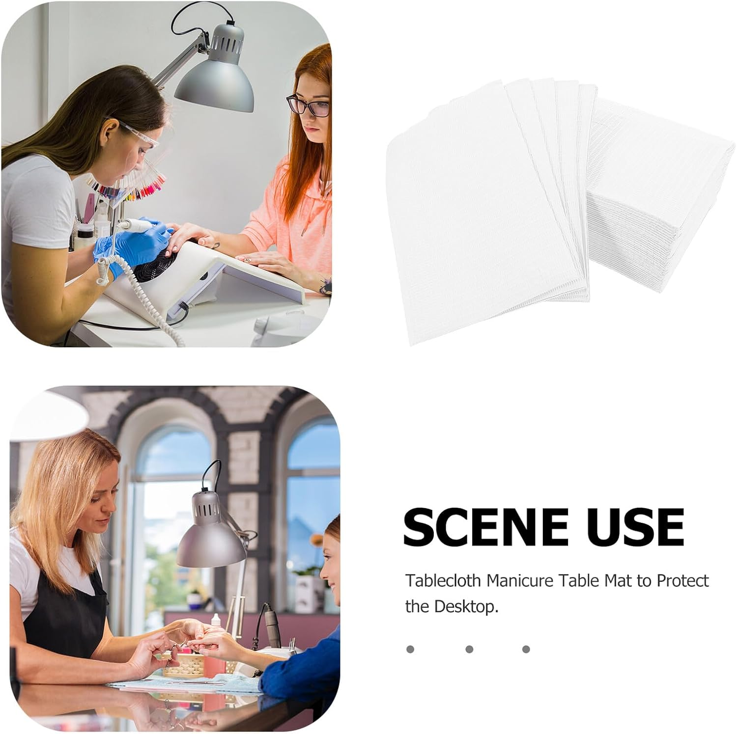 ULTECHNOVO 125Pcs Disposable Tattoo Cleaning Pads White Multi-Purpose Absorbent Table Covers Dental Bibs for Nail Art Makeup and Beauty Treatments image number 4