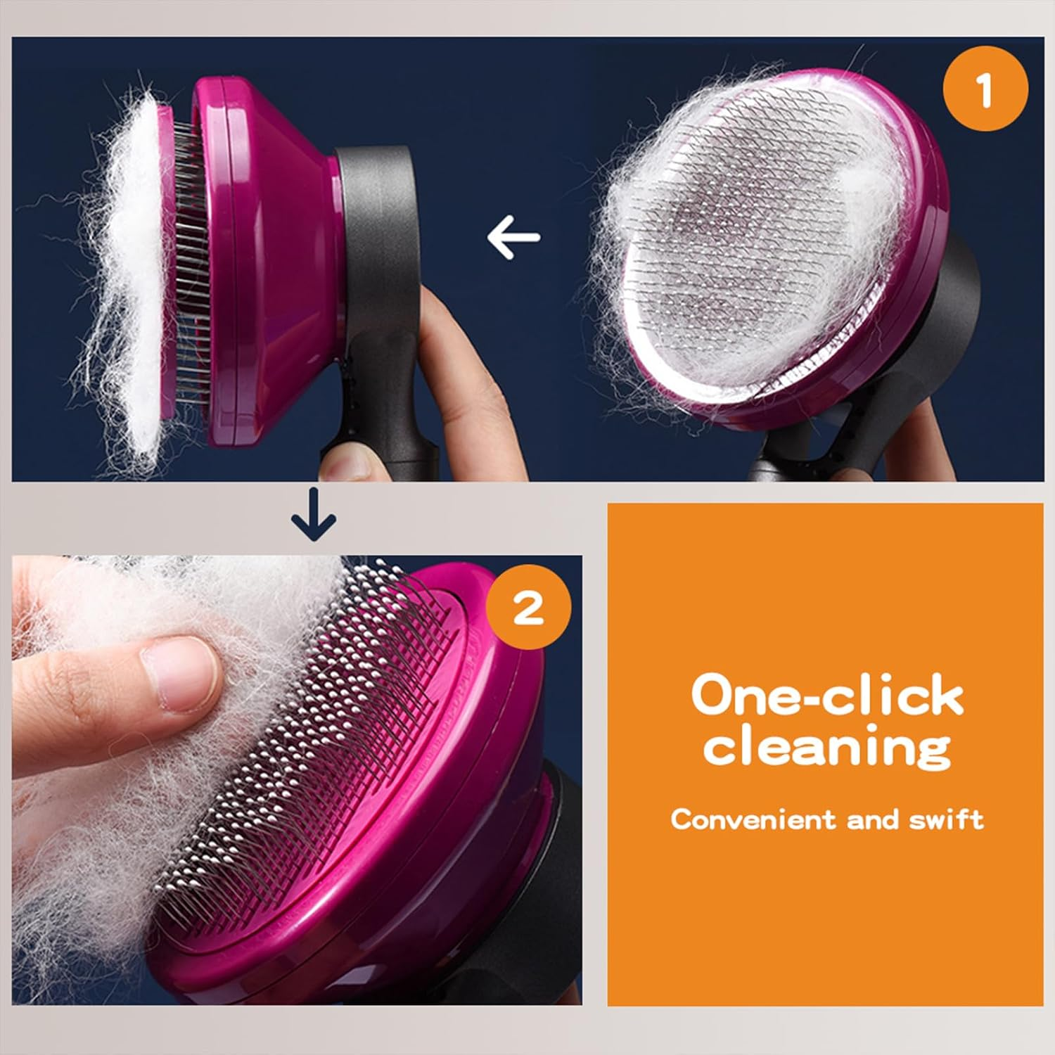 Pawz 3PCS Pet Grooming Tools Kit Fur Cleaning, Grooming Brush One-Click Self Cleaning Deshedding Tool Dematting Comb for Dog Cat,Double-Sided Undercoat Rake, Hair Remover Sticker Set Detangling image number 6