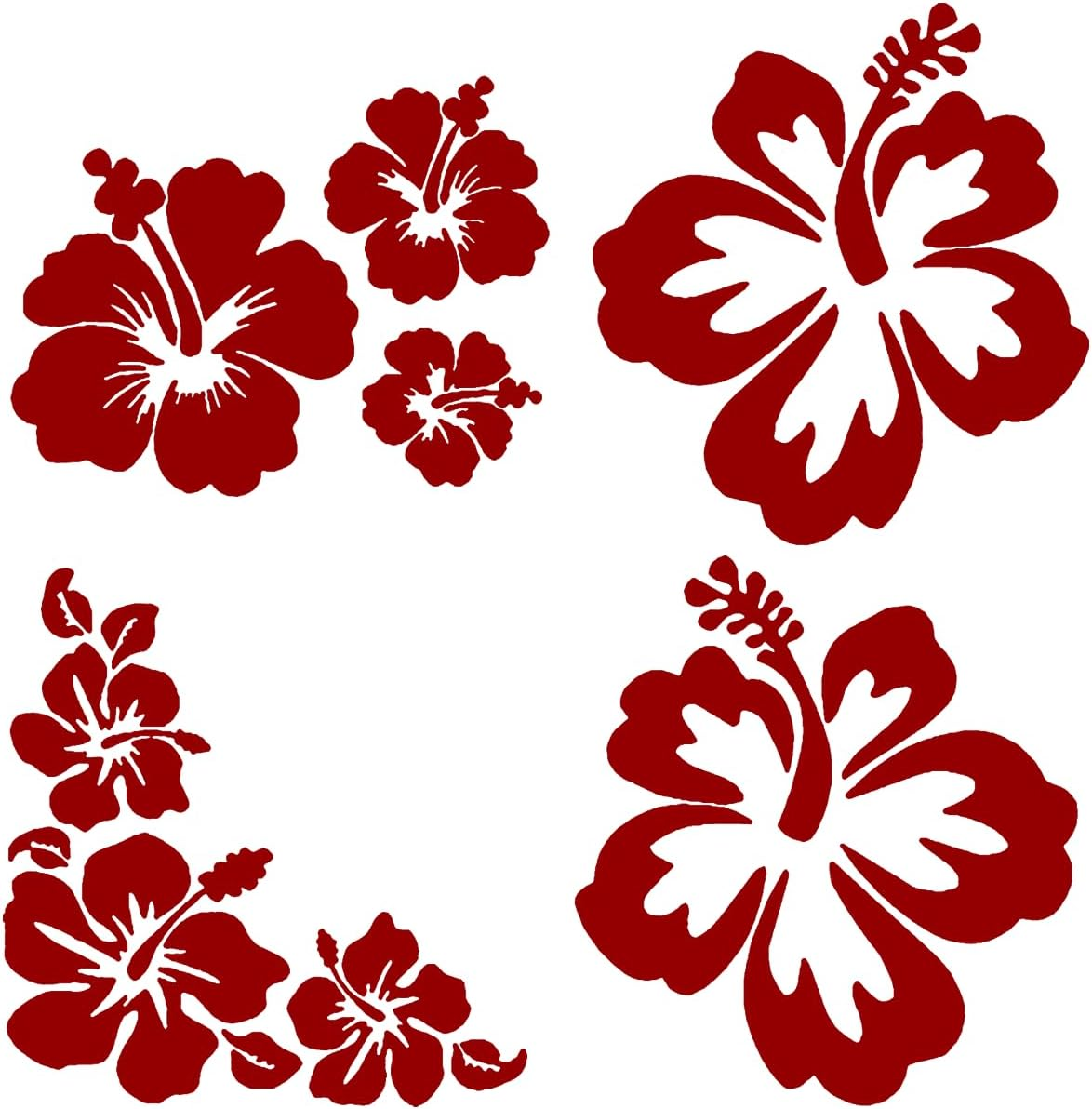 Hawaiian Hibiscus Flower Car Decal Sticker, Waterproof PET Decal, Car Bumper Sticker, Automotive Exterior Decoration Sticker Decal for Car, Truck, SUV, Door, Wall, Laptop (Black, 5.82&rdquo;&times;5.39&rdquo;)