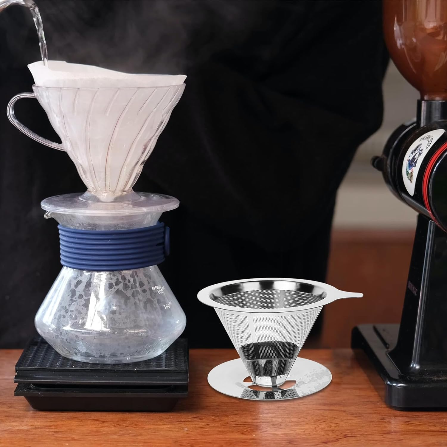 BESPORTBLE Stainless Steel Coffee Dripper Double-Layer Filter American-Style Funnel Design Reusable Tea and Coffee Filter for Home Brewing Easy to Clean image number 4