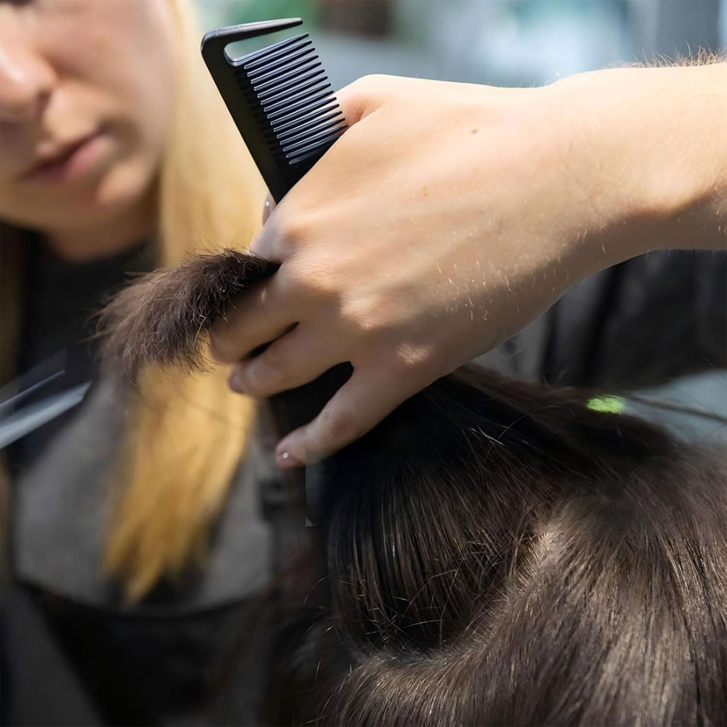 Muorruo 2-Pack Handle Combs/Parting Combs for Braids, Hairdressing Styling Combs Made from Carbon Fibre, Backcombing Comb with Handle for Ladies and Gentlemen, Fine Teeth, Hair Salon Care Tools