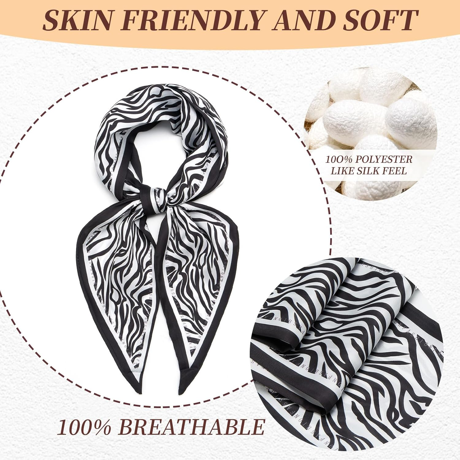 QIUTIMIY Silk like Scarf for Women Neck Scarf Belt Satin Scarf for Hair Tie Fashion Purse Scarf for Handbag Accessories Charm image number 2