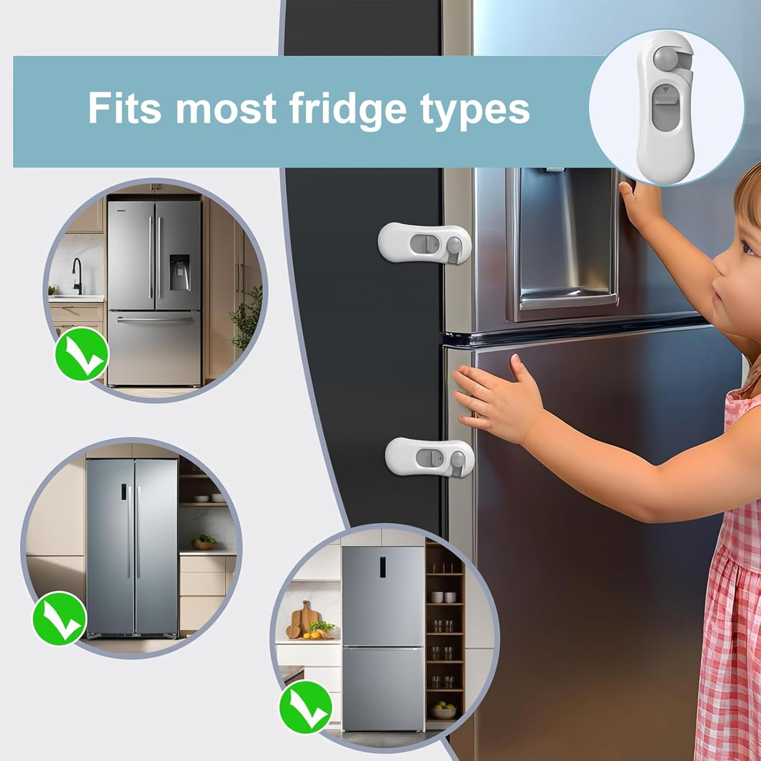 5-Pack Child Safety Cabinet Locks, Durable Baby Proof Fridge Locks with Easy-Grip, No-Tool Installation for Cupboards & Drawers