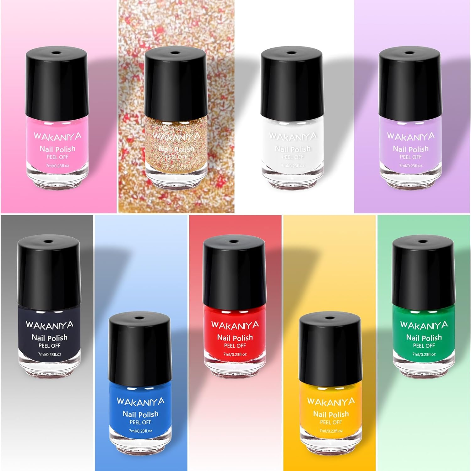 Kids Nail Polish - Quick Dry Mini Nail Polish Set for Girls with Gems Stickers image number 3