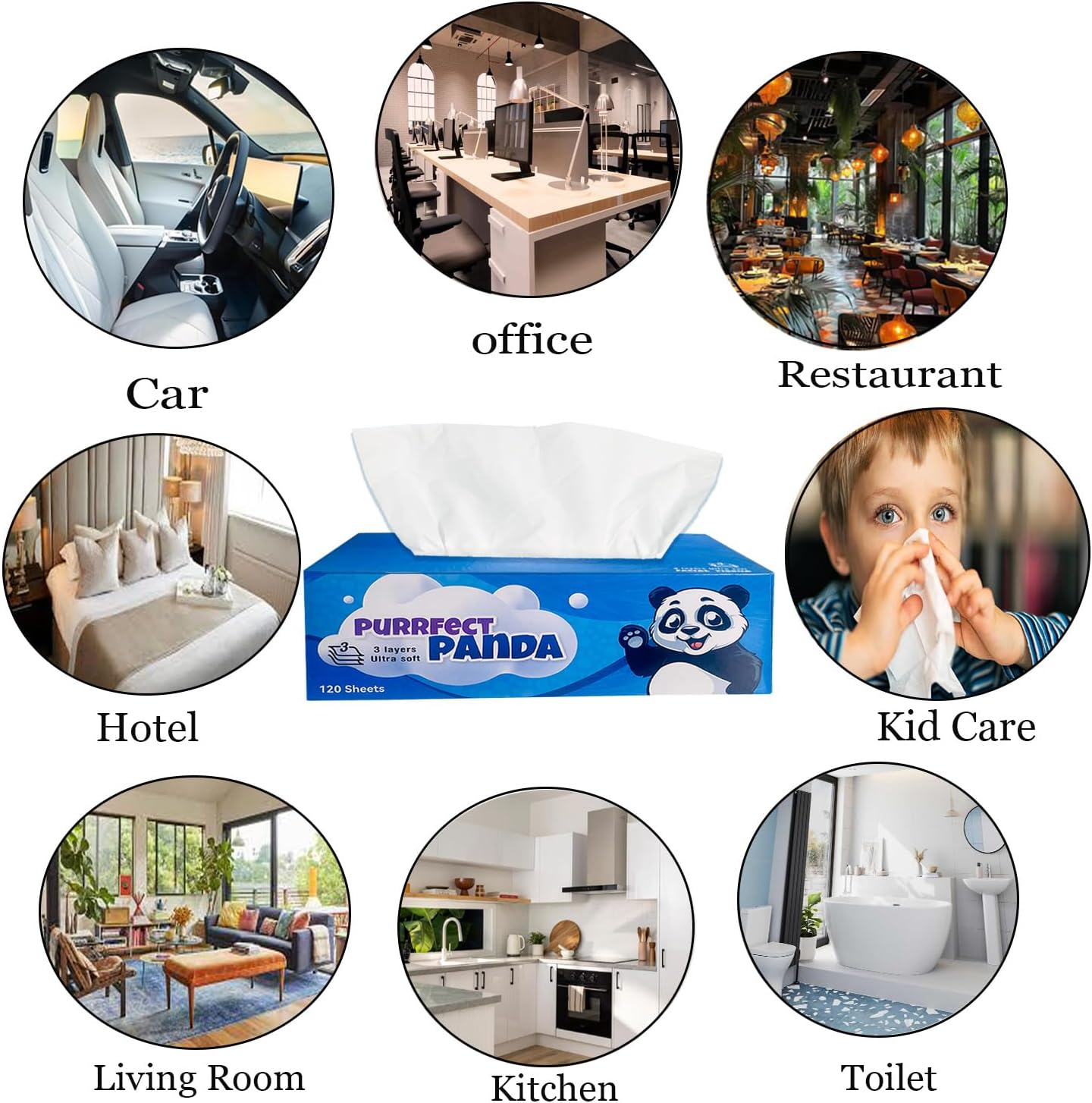 Soft Facial Tissues 24 Packs 3-Ply, Large 120 Tissues/Pack (2880 Total Tissues), Gentle and Absorbent, Ideal for Home, Office, and Travel Use &ndash; Bulk Carton Packaging image number 1