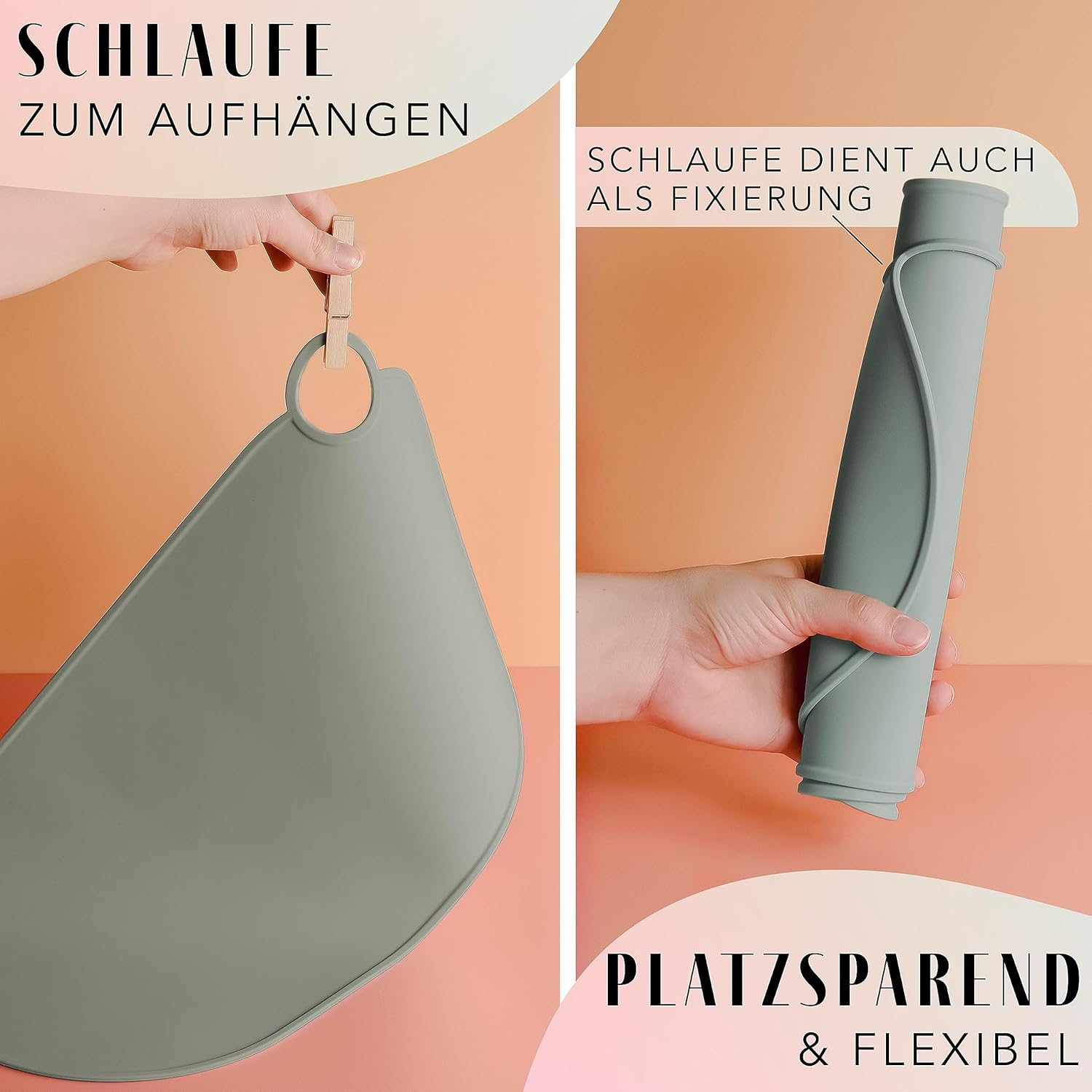 Ne&No Silicone Bowl Mat for Cats and Small Dogs Cat Bowl Mat Waterproof Feeding Mat Non-Slip Silicone Mat with Hanging Loop 49 X 25 Cm (Sage Green) image number 4