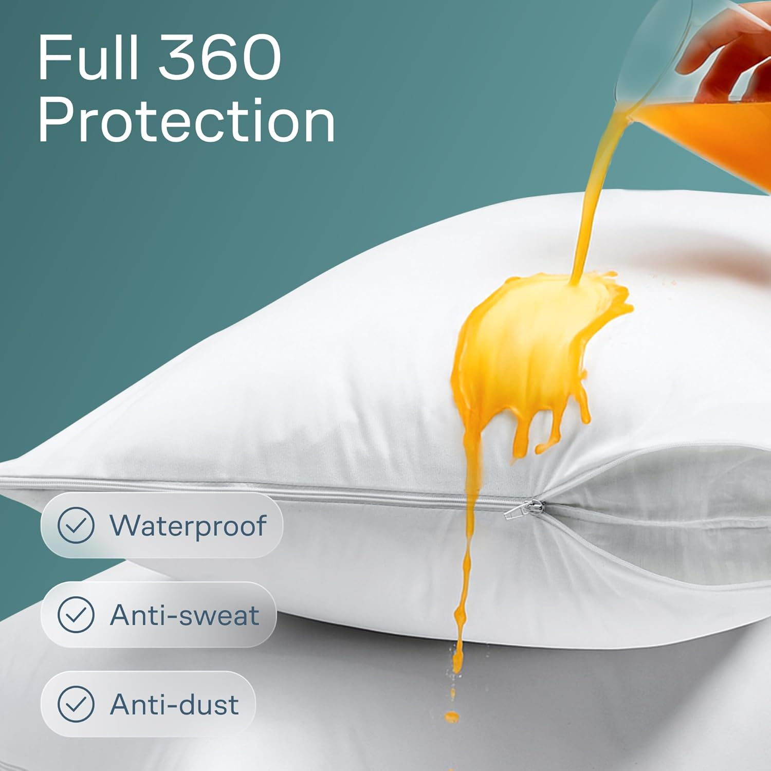 Niagara Sleep Solution Waterproof Pillow Protectors King 4 Pack anti Allergy Smooth Zipper Dust Mite Premium Bed Bug Encasement Hypoallergenic Covers Quiet Cases Set White Soft image number 3