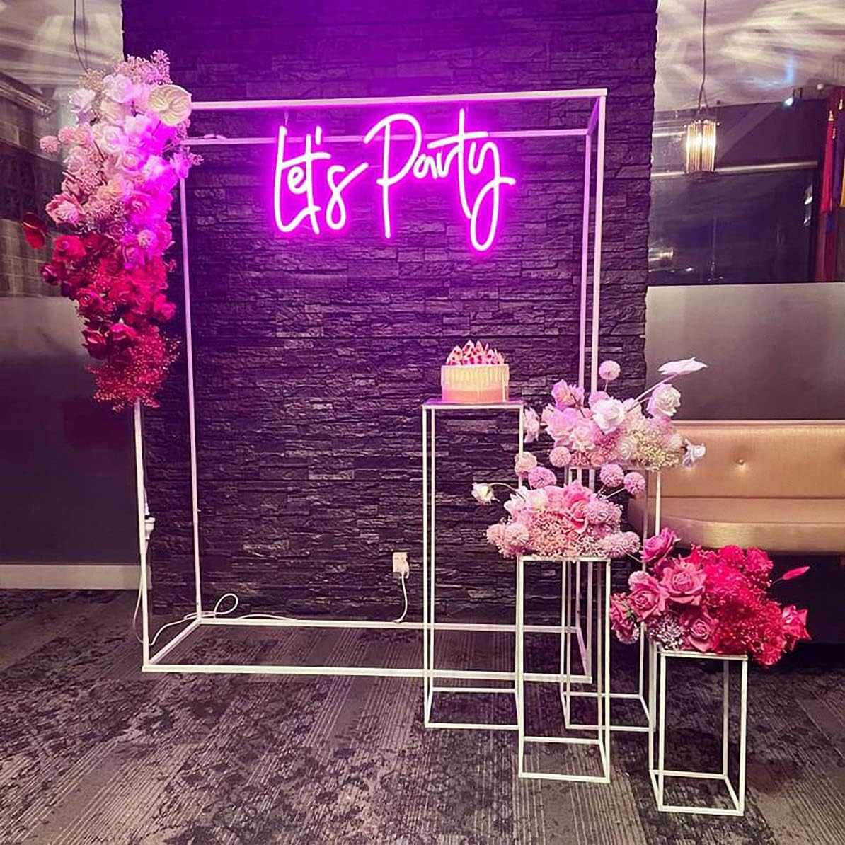 LED Neon Sign Night Light for Wall Party D&eacute;cor Bedroom Room Bar Wedding Home Birthday Art Decoration Christmas with USB Chain Light Modulator 5V (Lets Party Blue) image number 5