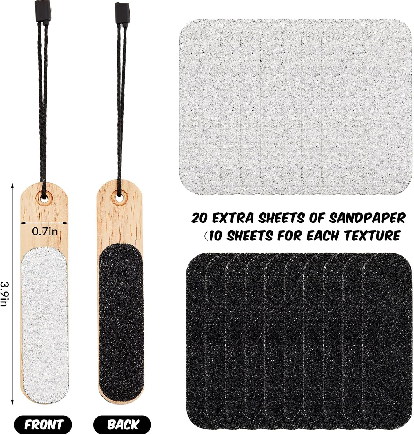 2 Pcs Double Sided Hand Finger File Strong Smooth Hands Pocket Sized for Travel with 20 Pcs Nail File Nail Buffering Files Emery Board Manicure Pedicure Tool for Flappers Cracks Gym Rock Climbing