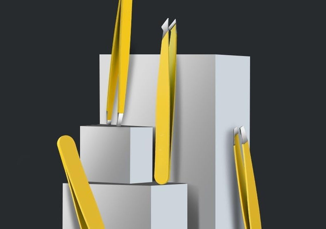 Eyebrow Tweezers | Slant Precision Tweezer | Surgical Grade Hand Filed Slanted Tips for Professional Use, Best Precision Engineered Tweezer for Flawless Beauty Results (Yellow, One Size) image number 3