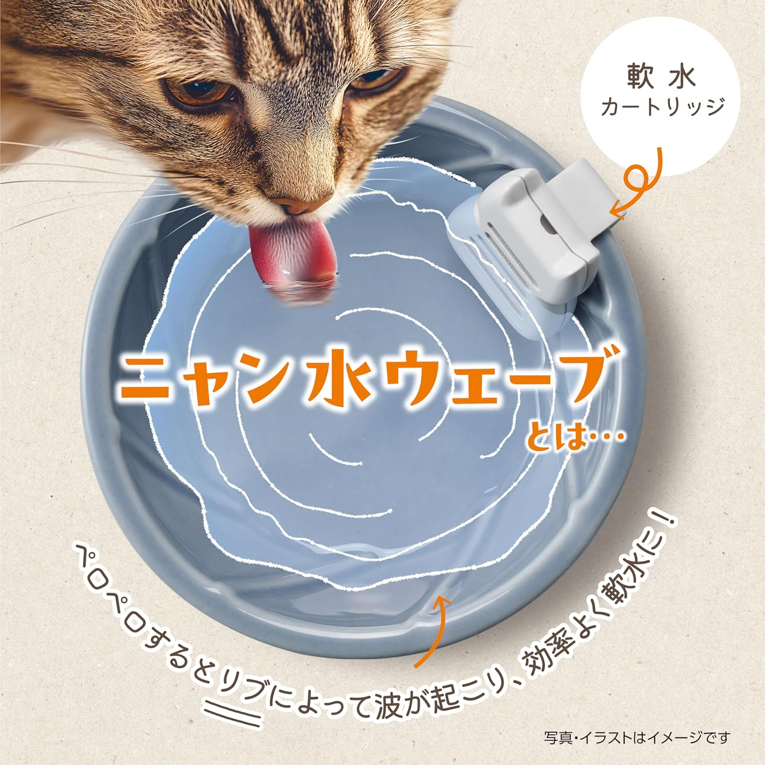 Gex Pure Crystal Ultra Nyan Water Bowl Blue Ceramic with Feet Water Softener Cartridge image number 5