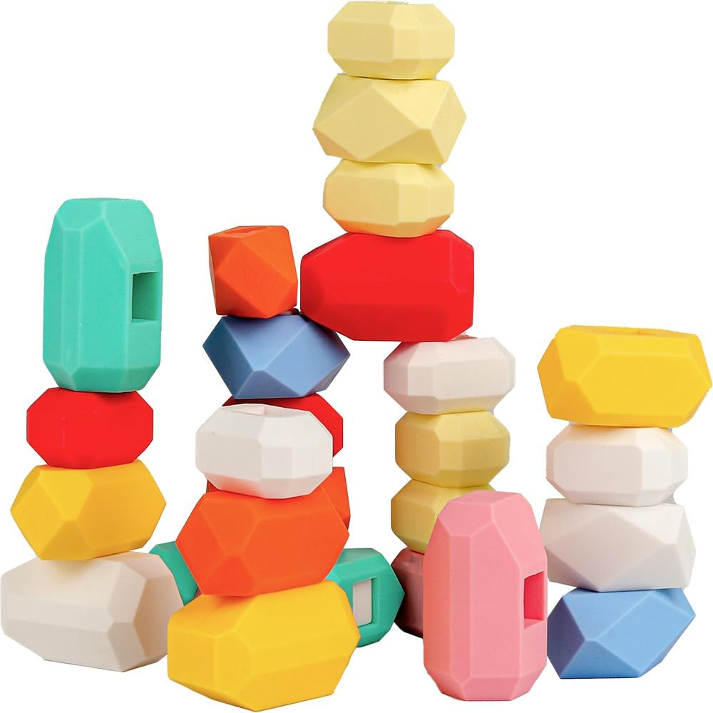 D-Fantix 39 PCS Silicone Sorting Stacking Rocks Stones, Sensory Learning Montessori Toys for 3 4 5 6 Year Old Kids, Educational Stacking Toys Building Blocks for Toddlers image number 5