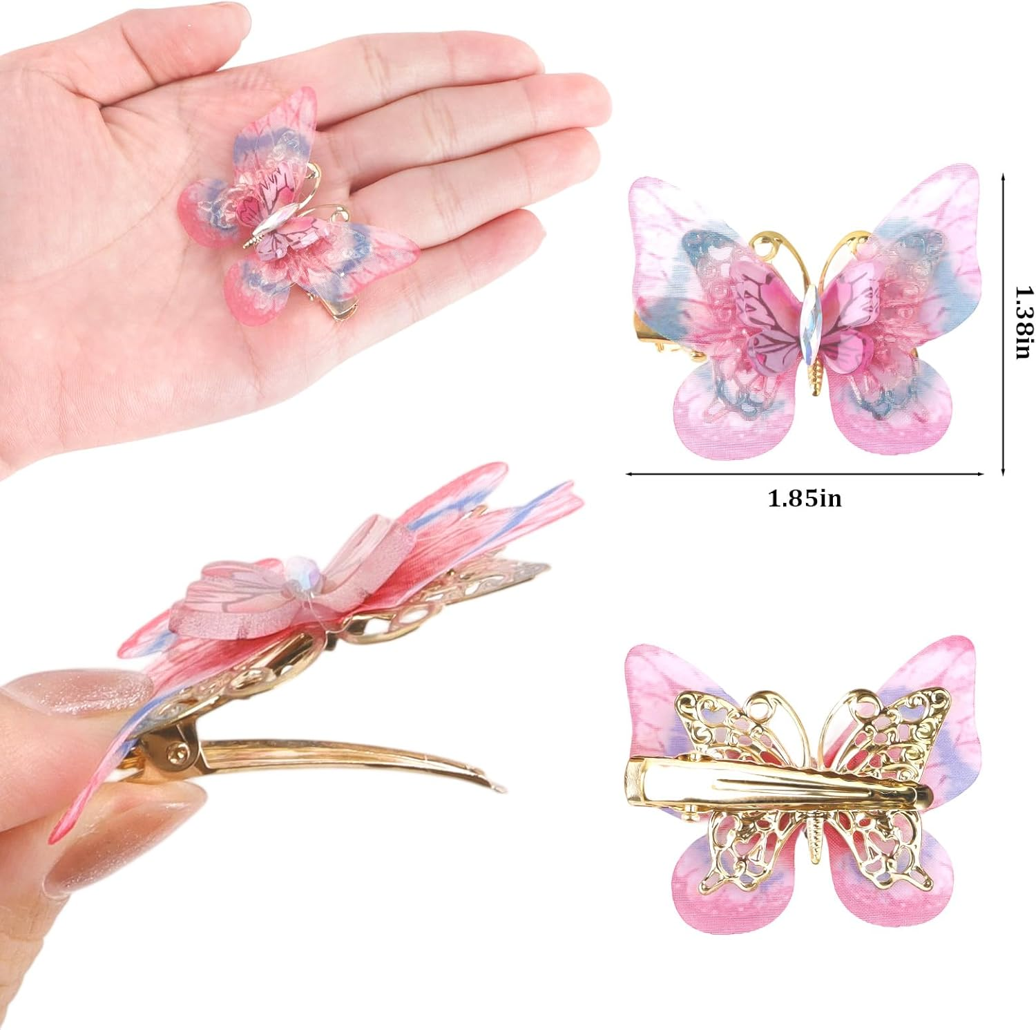 Bumlofa Pack of 12 Colourful Butterfly Hair Clips, Hair Clips, Girl'S Favourite Hair Clip for Party, School and Everyday Life image number 5