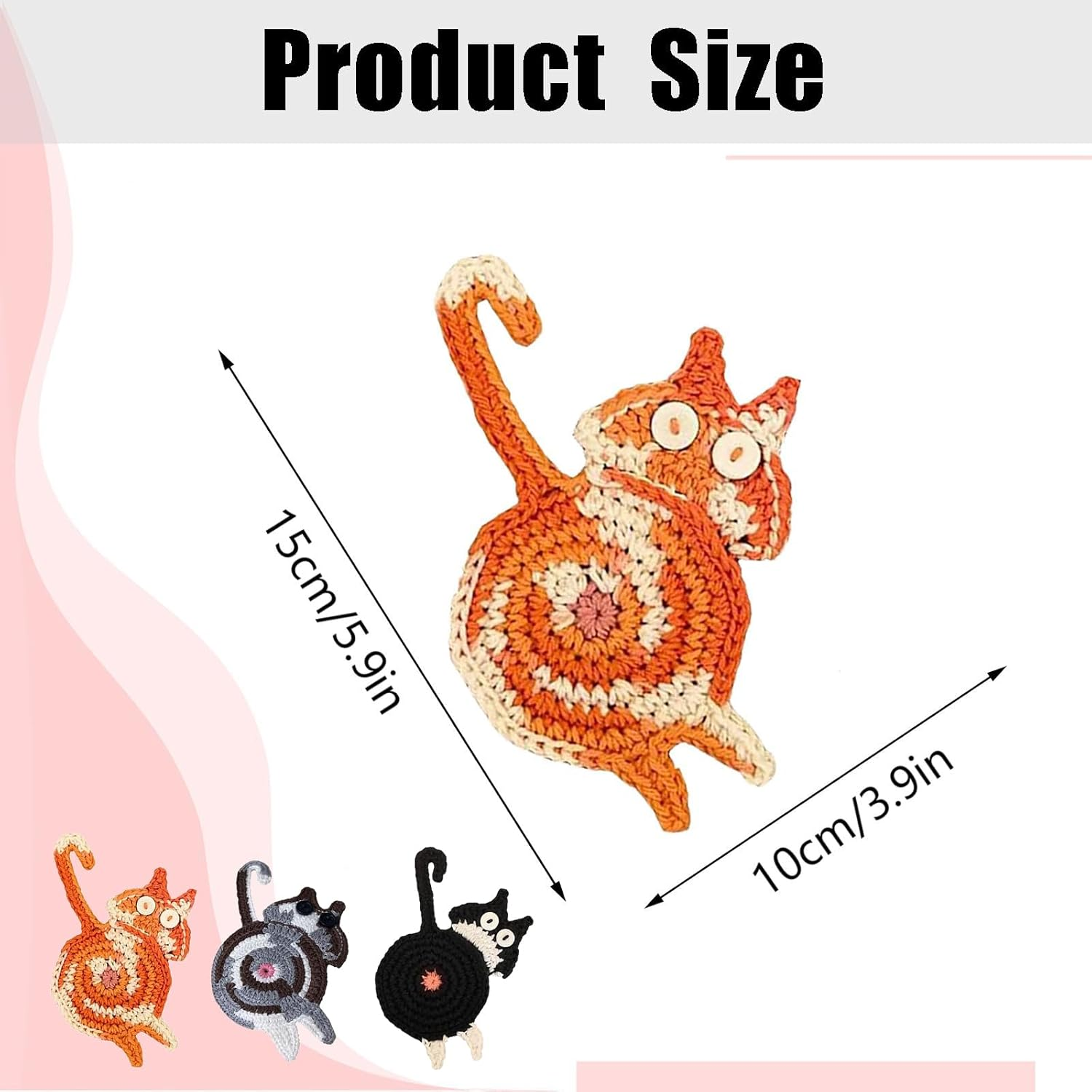 3PCS Cat Coaster Set - Creative Woven Cat Design Insulation Coasters for Coffee and Tea, Desktop Cat Lovers image number 4