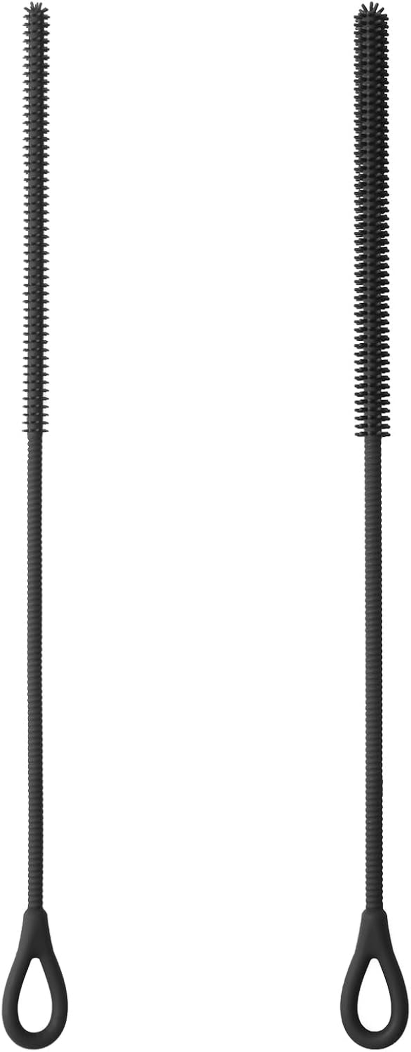 2 Pcs Silicone Straw Cleaner Brush Reusable Straw Cleaner Pipe Cleaning Brush with Aniti Slip Long Handle for Glass Pipe 6Mm and 9Mm(Black,2) image number 4