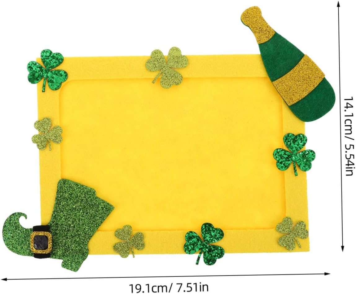 TOYANDONA DIY Green Shamrock Photo Frame Craft Non Woven Patrick'S Day Decoration Versatile Picture Holder for Home Office Memory Display image number 1