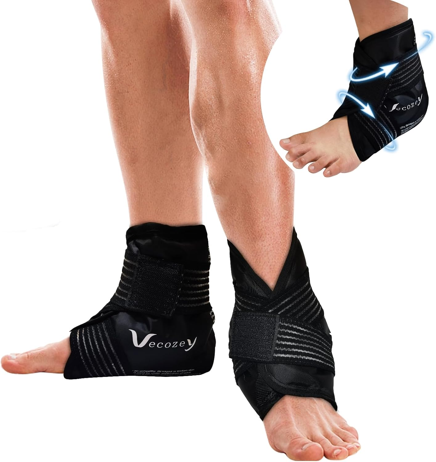 Vecozey Reusable Gel Ice Packs for Ankles and Heels Injuries, 2Pcs Ankle Ice Pack Wrap for Swelling, Plantar Fasciitis, Foot Pain Relief, Hot Cold Compression for Achilles Tendonitis, Sprain Ankles image number 5