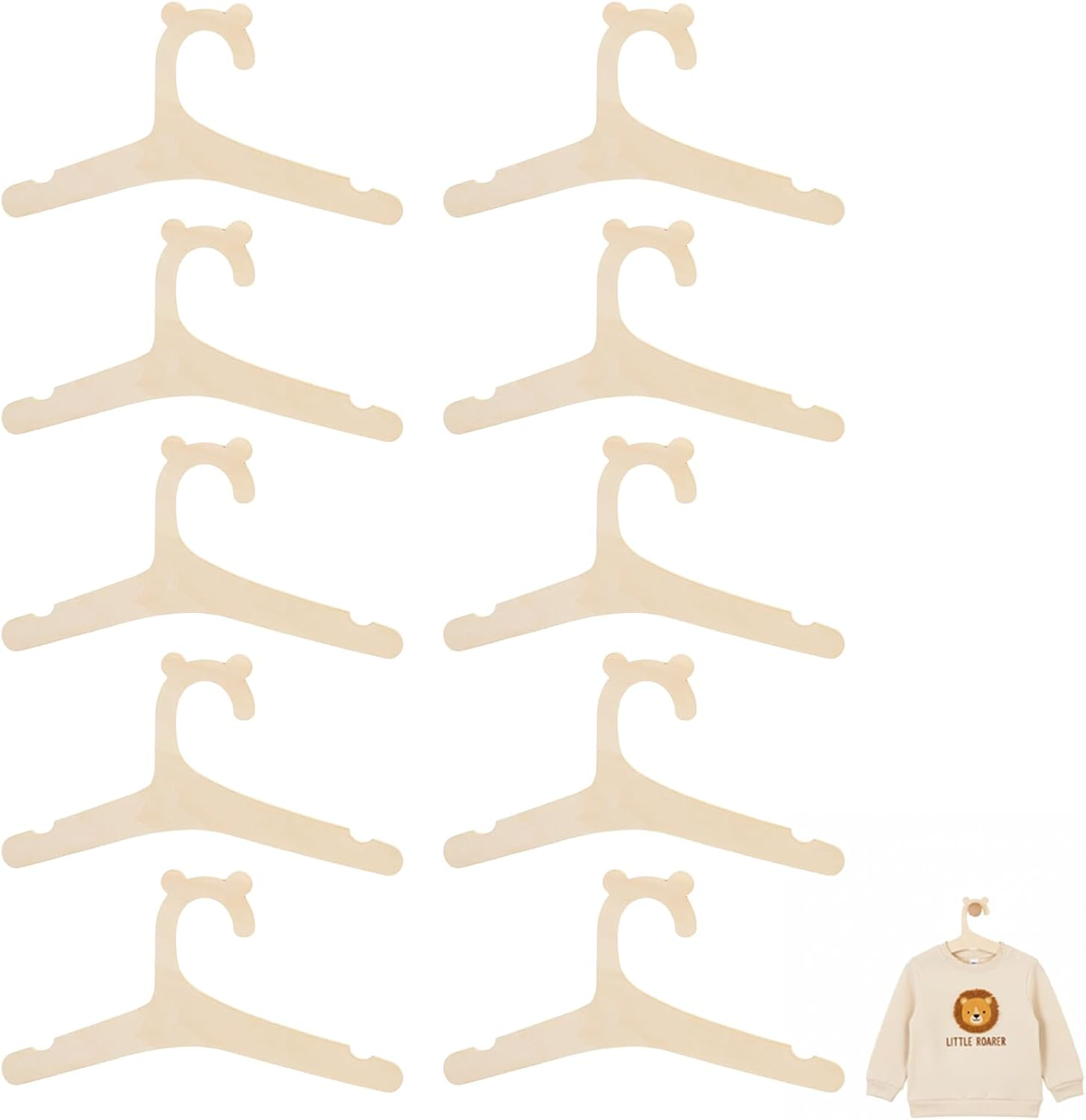 Baby Hangers, 10 Pack Small Clothes Hangers for Baby Wardrobe Organization, 22.8 X 12.1 Cm Toddler Coat Hangers, Ideal for Newborn to 24 Months Clothing Storage image number 2