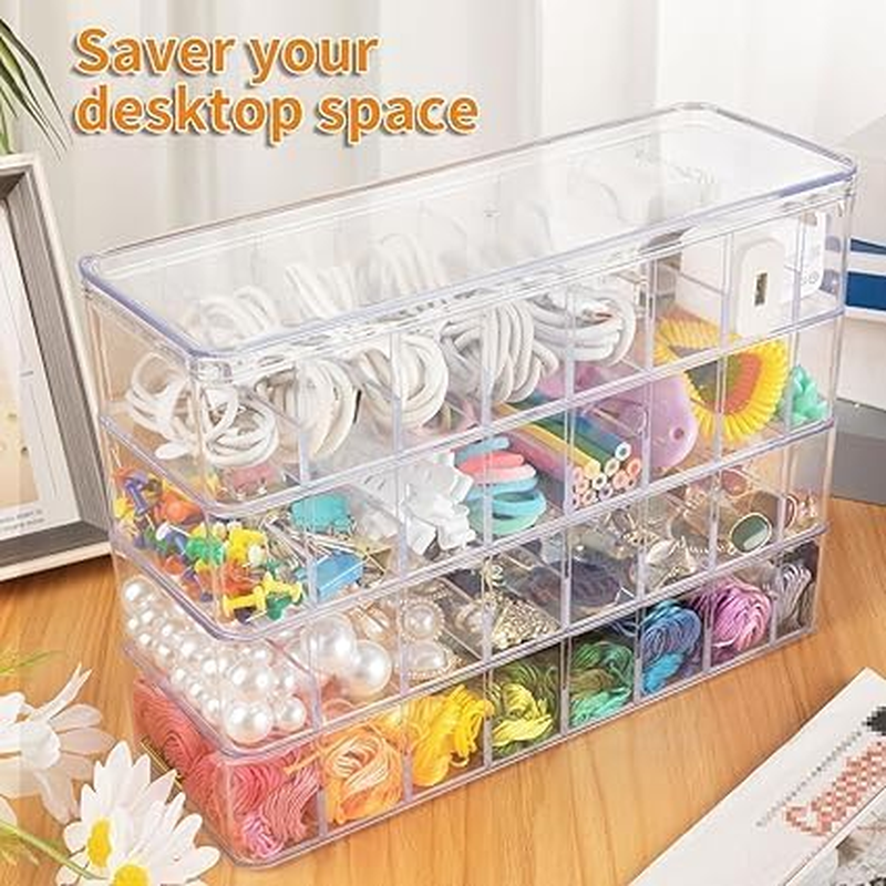 4 Pcs Clear Plastic Charger Cord Organizer Box, Cable Management Box with 40 Wire Clips, Electronics Organizer for Home Office Desktop Accessories （With One Lid） image number 3
