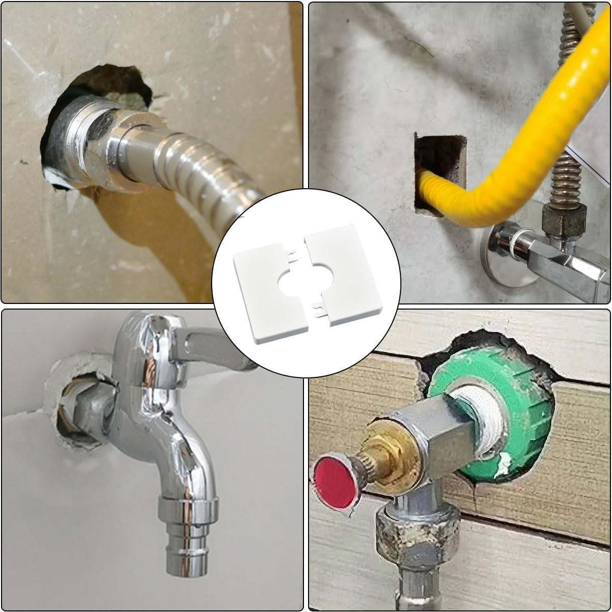 Square Plumbing Cover Plate,6Pcs Self Adhesive Pipe Plate Covers,Self-Adhesive Wall Hole Cover Square Pipe Cover Shower Pipe Covers,Abs Plastic Square Pipe Wall Covers Self-Adhesive Pipe Plate Covers image number 6