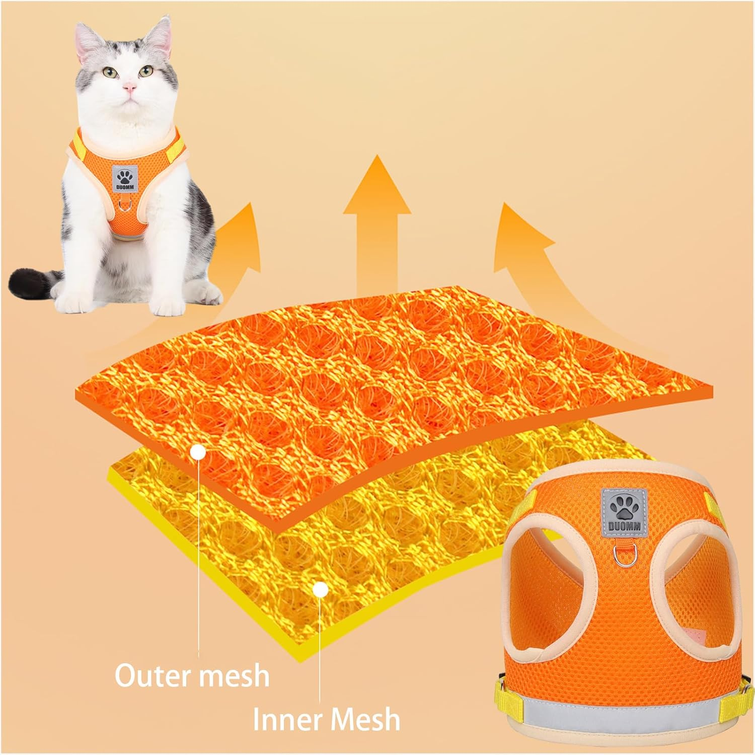 Cat Harness Set with Lead, Automatic Cat Harness with 3 M / 9.84 Feet, Cat Lead, Adjustable, Escape Proof Cat Harness, Escape Proof with Lead and Night Reflector, Soft Cat Vest image number 4