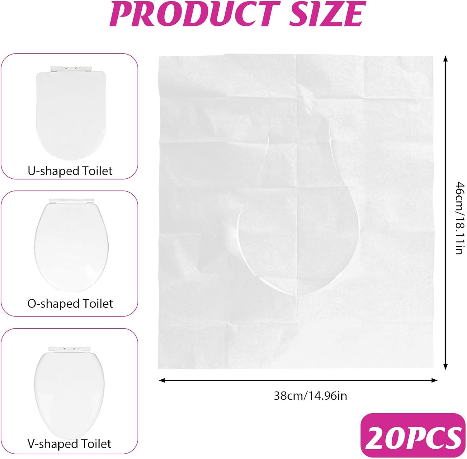 Ozessence 20 Pcs Soluble Water Disposable Toilet Seat Covers, Travel Toilet Seat Covers Anti-Slip Waterproof Protection for Travel Public Restrooms Camping Adults & Kids image number 3