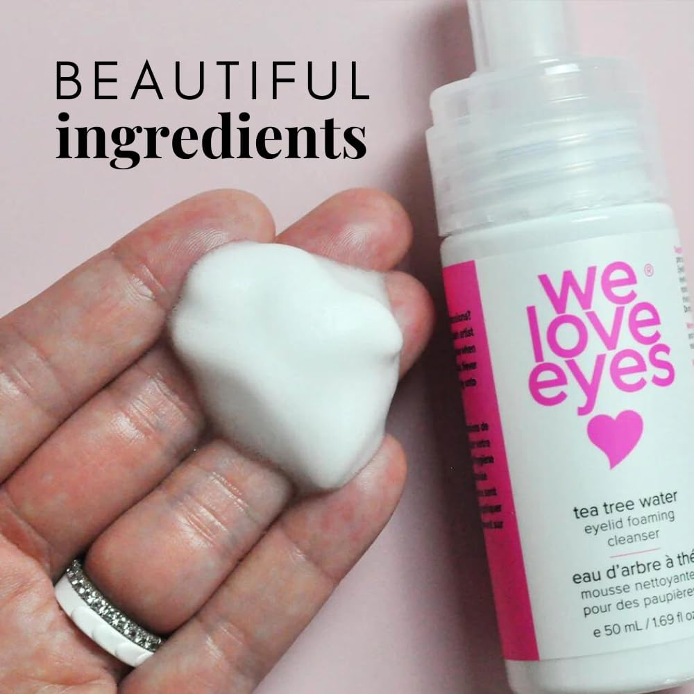 We Love Eyes - 100% Oil Free Tea Tree Water Eyelid Foaming Cleanser - for Eyelash Extension Home Care, Extend Lash Retention, Non-Irritating Formula