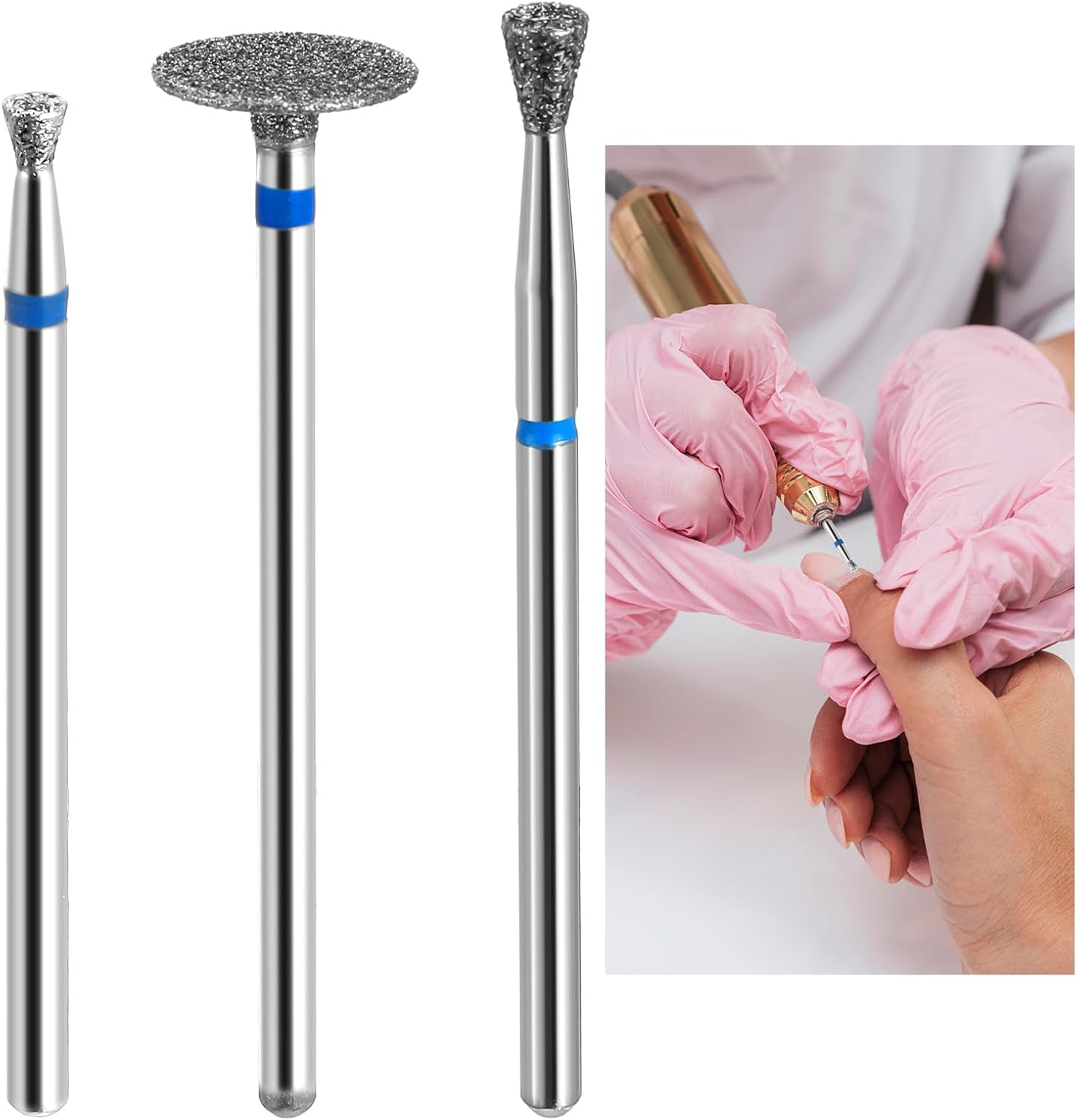 3-Piece Nail Cutter Bits Set, Conical Micro Cuticle Drill Bit, Multifunctional Cutter Bits, Cuticle Cleaning Nail Drill, Nail Cutter Attachments for Manicure, Pedicure, Cuticle, Polishing, Acrylic Gel image number 6