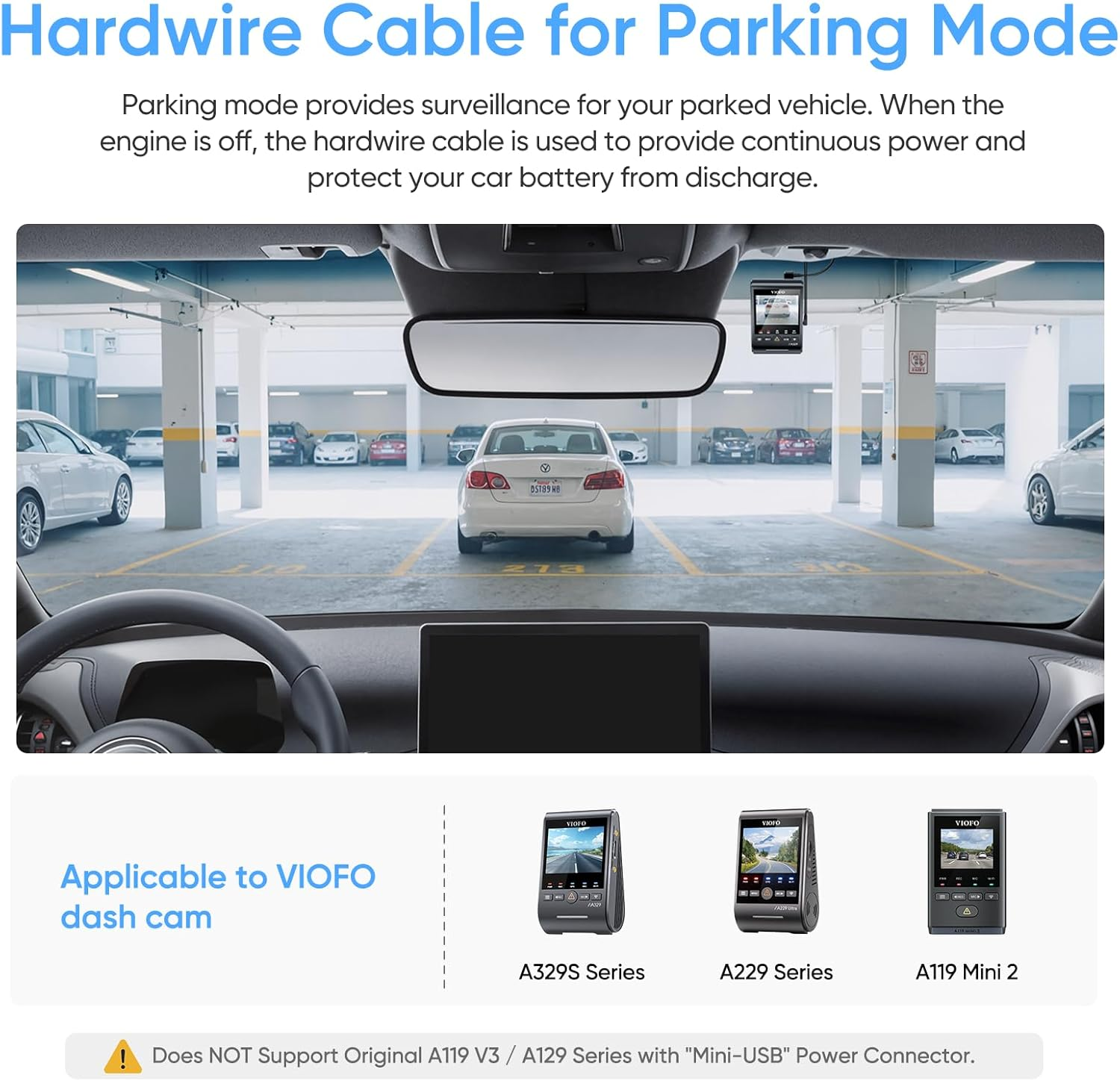 VIOFO HK4 Acc Hardwire Kit, USB-C Hard Wire Kit for T130/ A119Mini/A229Duo Dash Cam, Low Voltage Protection for Parking Mode image number 2