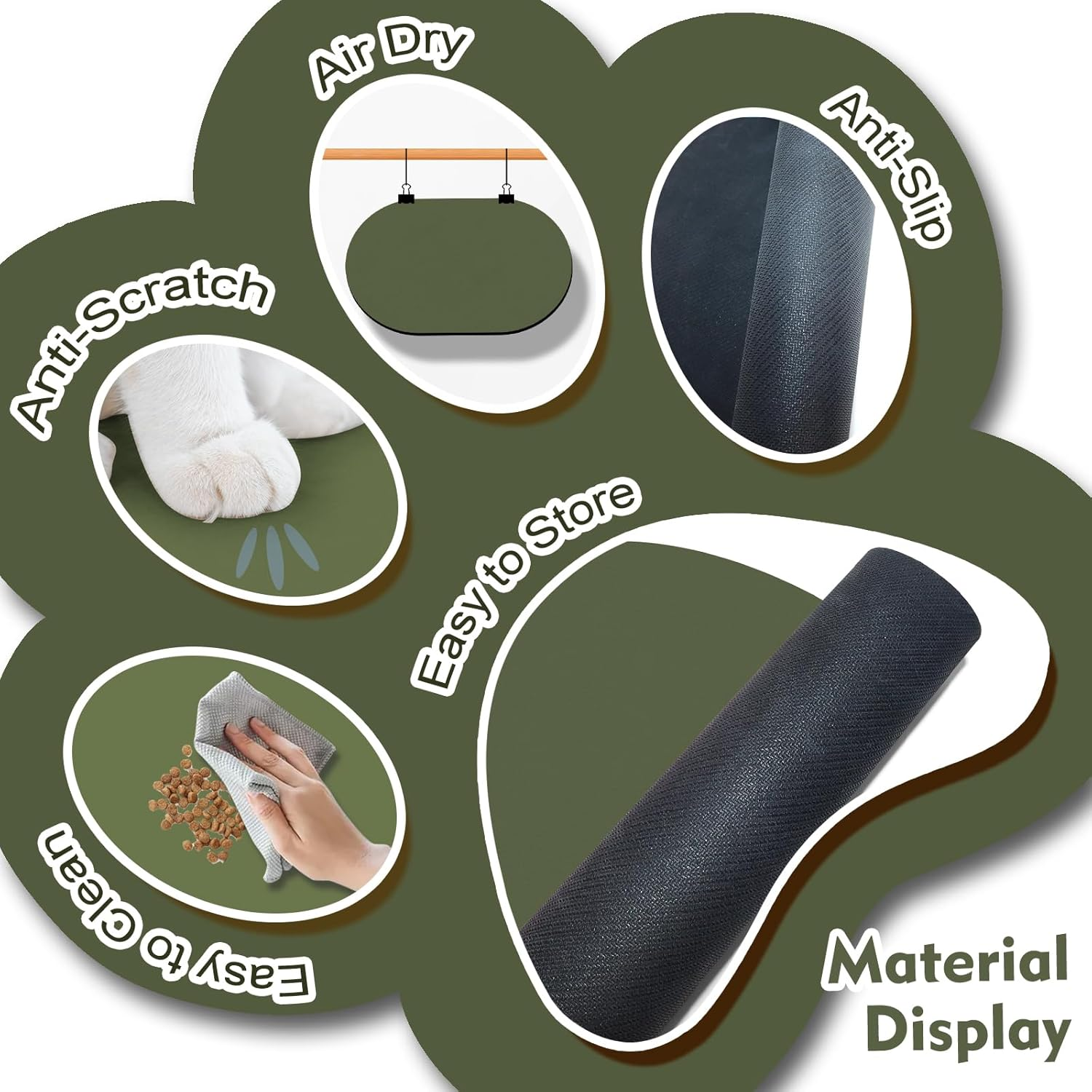 METEOROCK Absorbent Dog Food Mat, 51X30.5Cm Non Slip Cat Feeding Mat, Anti-Scratch Cat & Dog Bowl Mats for Floor, Easy Clean Pet Food Mats for Dogs and Cats, Fit with Kitchen, Living Room, Garden image number 3