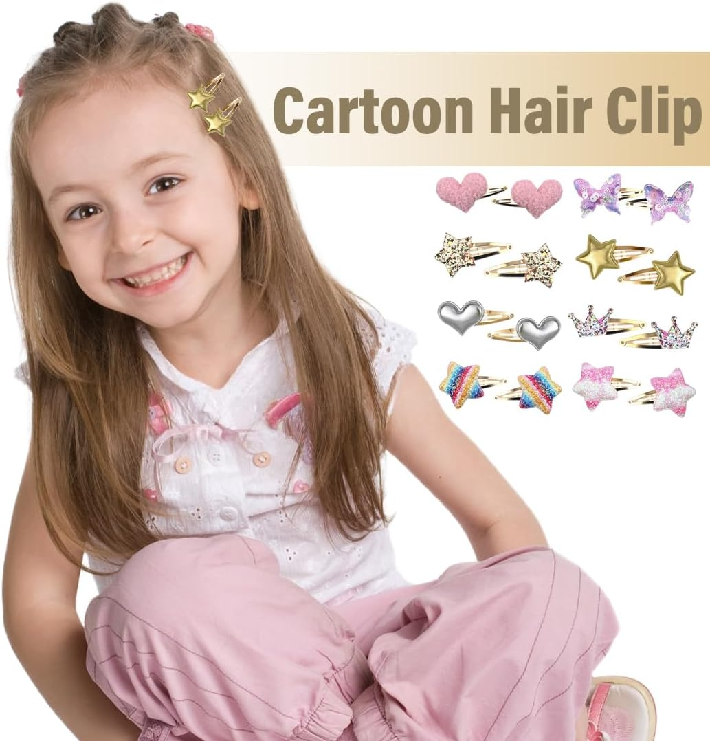 Pack of 16 Hair Clips, Hair Clips Girls Glitter, Colourful Hair Clips Girls Glitter, for Toddlers, Children, Girls, Women, Gift image number 5