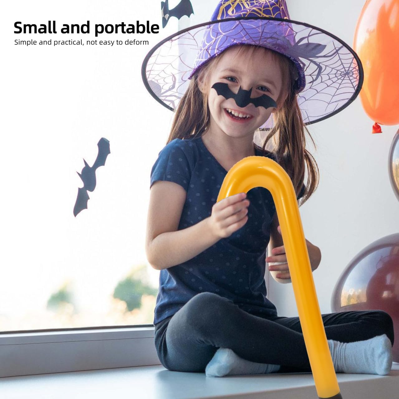 PRETYZOOM Halloween Inflatable Walking Stick, 35 Inch Blow-Up Giant Crutch Balloon for Elderly Cosplay Costume Accessory, Halloween Party Supplies image number 5