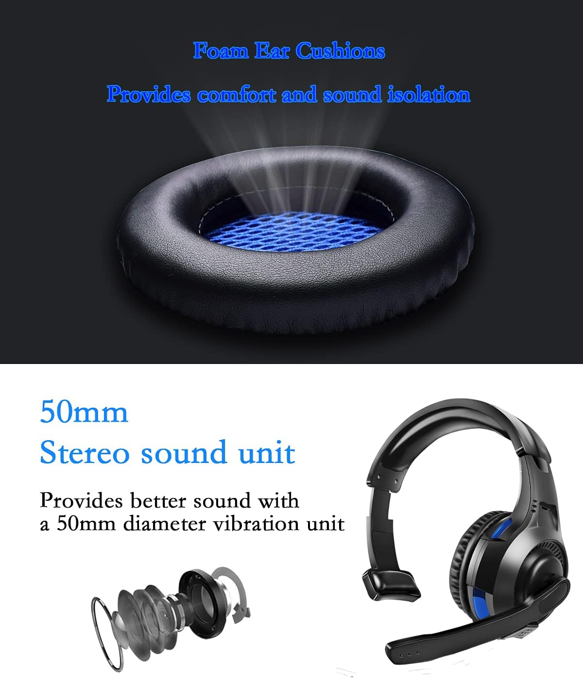 Megadream One Ear Gaming Headset for Ps5/Ps4/Xbox Series S/Xbox Series X, Wired Online Game Unilateral Headset, 50Mm Drivers|Detachable Mic|3.5Mm Headphone Jack for Switch Lite, Xbox One, Laptop/Phone image number 3