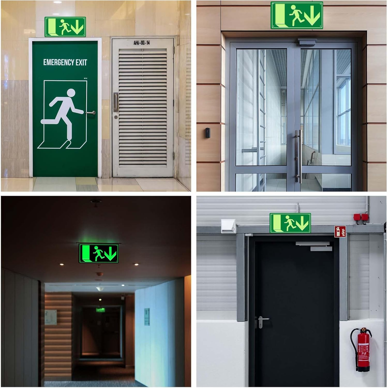 Emergency Exit Sign, Photoluminescent Emergency Exit Sign, Escape Route Signs, Afterglow 300 X 150 Mm, Emergency Exit Signs for Information Sign, Rescue Route, Escape Route, Emergency Exit, Emergency image number 3