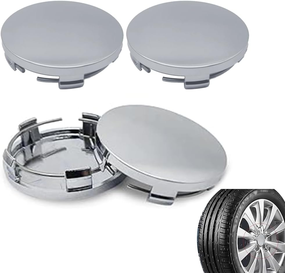 4 PCS Car Wheel Hub Center Cap, 60Mm OD 58Mm ID,ABS Rust-Proof Durable Snap-In Anti-Falling Fastening Installation Accessories, Wheel Hub Modification Decoration,Universal for Cars (Silver)