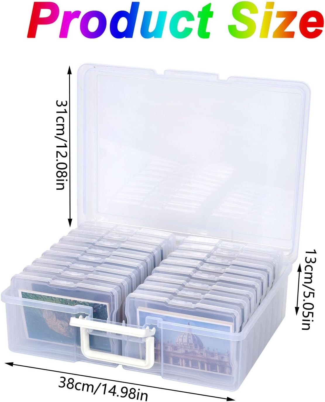 Photo Storage Box, 4" X 6" Photo Storage Box Craft Keeper, 18 Inner Extra Large Organizer Acid-Free Photo Keeper Storage Case, Plastic Craft Storage Box for Stickers Stamps Seeds (18 Boxes)