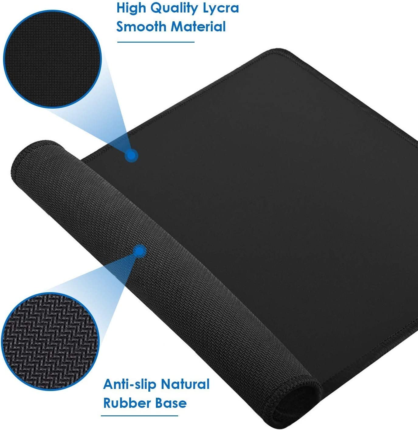 Mouse Pad, Amazer-T Gaming Mouse Mat Medium-Size (300 by 250Mm) with Smooth Surface, Non-Slip Rubber Base, and Anti-Fraying Stitched Edges, Black