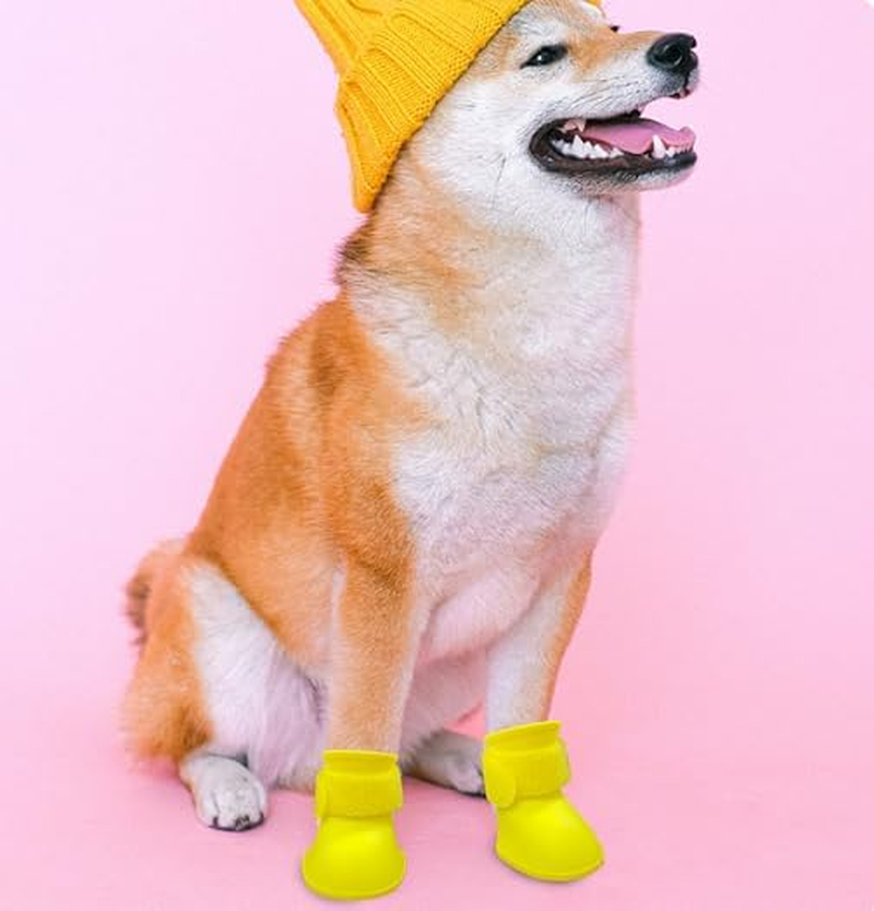Silicone Pet Rain Boots, Cat and Dog Walking Shoe Covers, Foot Covers, Pet Outdoor Silicone Soft Soled Rain Boots, Foot Covers (Yellow, L) image number 2