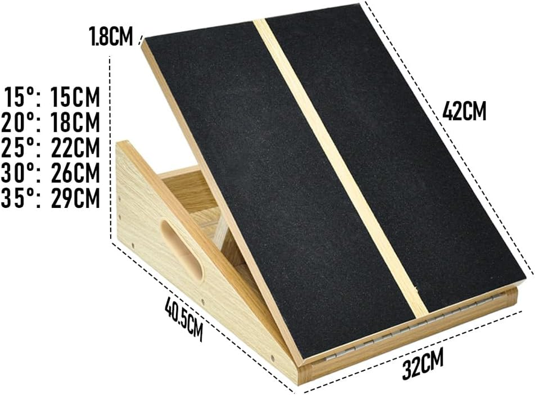ALSTON Wooden Slant Exercise Board Calf Stretcher Non-Slip Stretching Board with 5 Adjustable Incline Levels for Calf Stretching Rehabilitation Physical Therapy image number 1