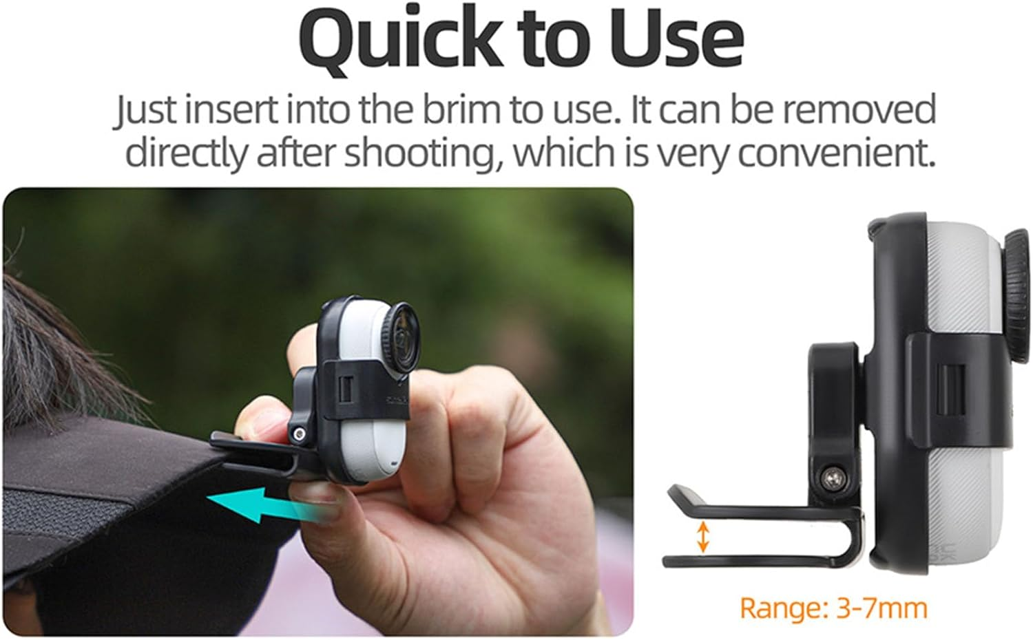 YUULNMOP Rotatable Action Camera Hat Clip Cap Clip for Insta360 GO3/ GO 3S,Vertical and Horizonal Adjustable Clamp Quick Release Mount Backpack Clip Camera Accessory