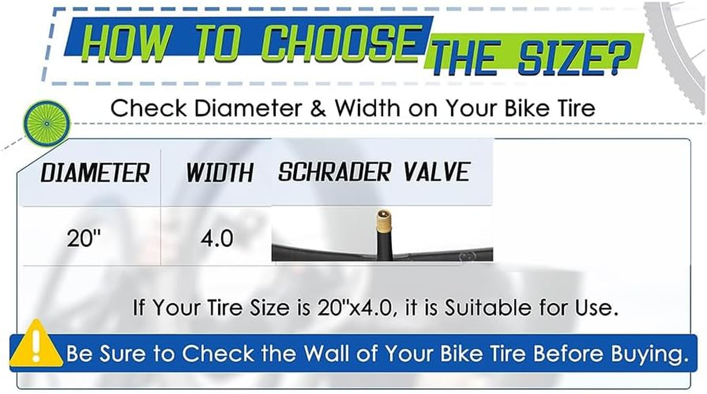 Gyorwst 2 Pack 20X4.0 Fat Bike Tube with AV 32Mm Valve, Bike Tubes with 2 Tire Levers, for Road/Mountain/E Bike Parts Accessories image number 3