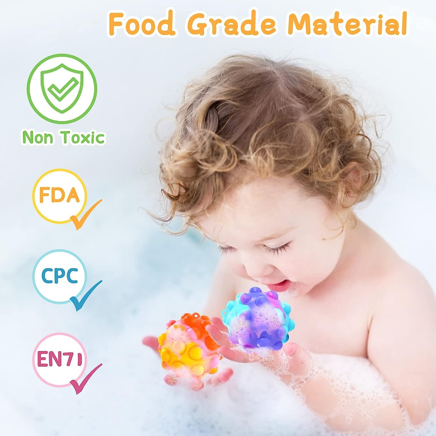 4 PCS Stress Pop Ball, 3D Anti-Pressure Pop Ball Squeeze Ball BPA Free Food Grade Silicone Ball Toy Finger Press Fidget Toy for Stress Relief Sensory Toys for over 1 Years Kids Adults Family Game image number 6