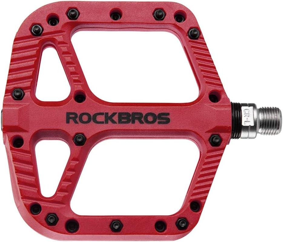 ROCKBROS Mountain Bike Pedals Nylon Composite Bearing 9/16" MTB Bicycle Pedals with Wide Flat Platform