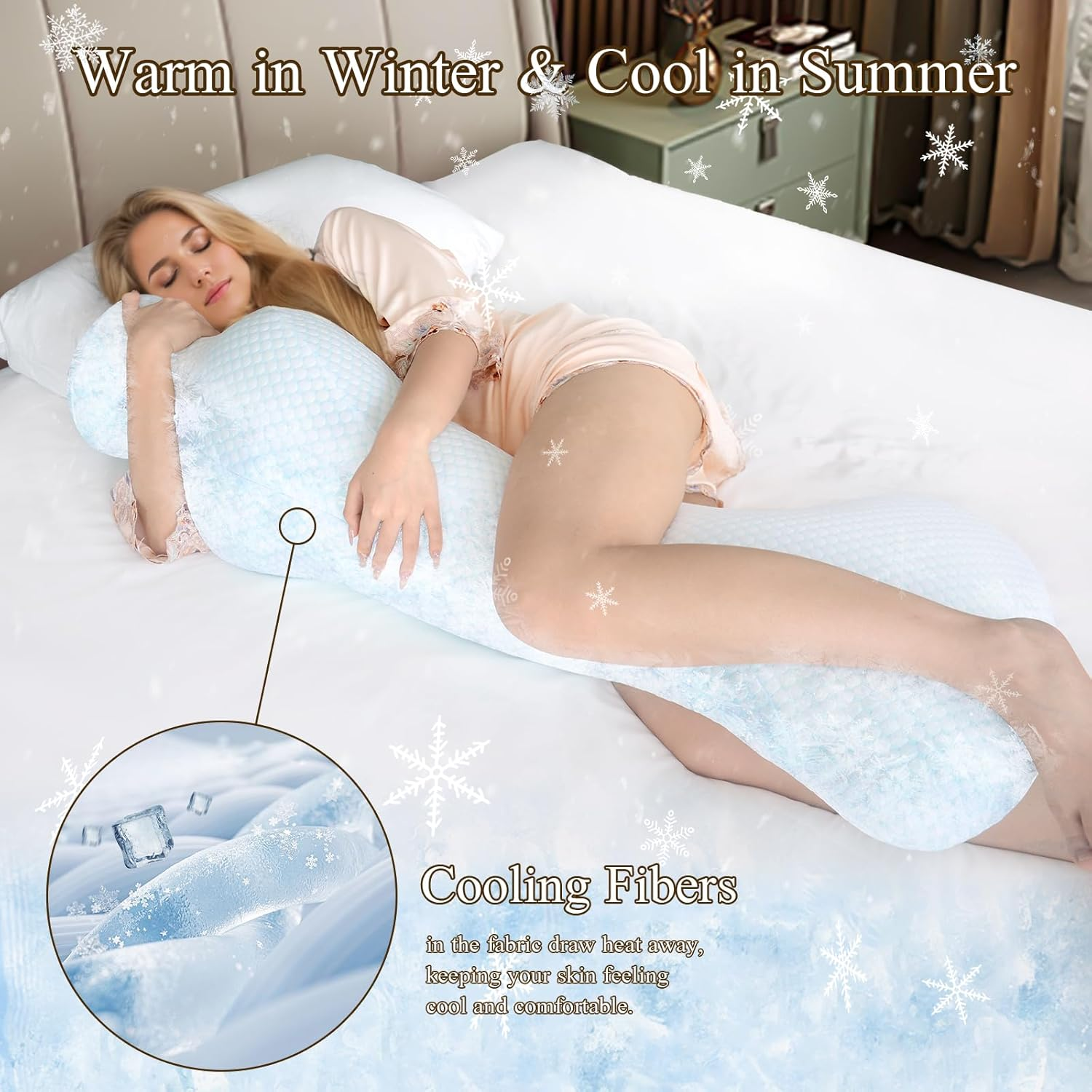 Mermaid Body Pillows for Adults, Cooling Long Pillow for Bed, One Piece Full Body Pillow, Big Memory Foam Firm Body Pillow for Side Sleepe, Soft Hugging Bodypillow for Pregnancy image number 4