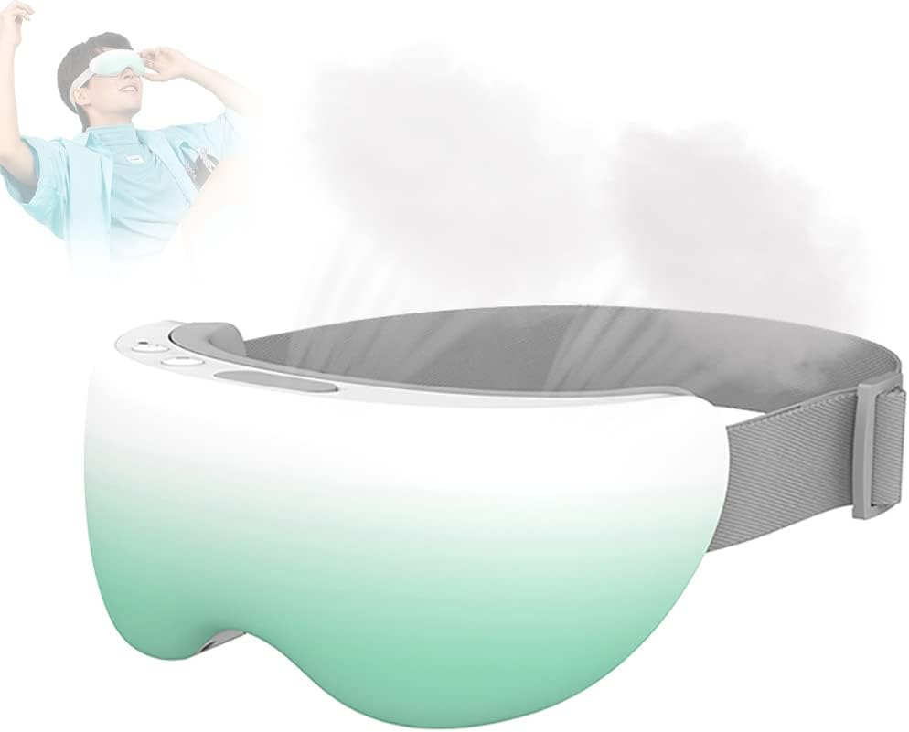 Rechargeable Steam Eye Mask with Bluetooth Music - Portable Steamer for Dry Eyes, Strain Relief, Dark Circles, Eye Bags, Improved Sleep - Grey