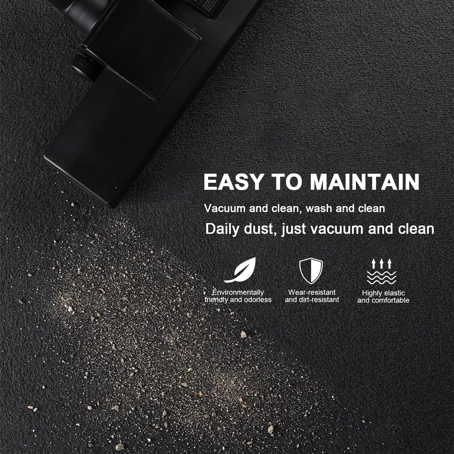 4 Pcs All Weather Carpet Vehicle Floor Mats, Universal Fit Heavy-Duty Carpet Floor Mats Cars, Black Premium Quality Carpe T Vehicle Floor Mats plus Vinyl Heel Pad for Cars, SUV (Black) image number 6