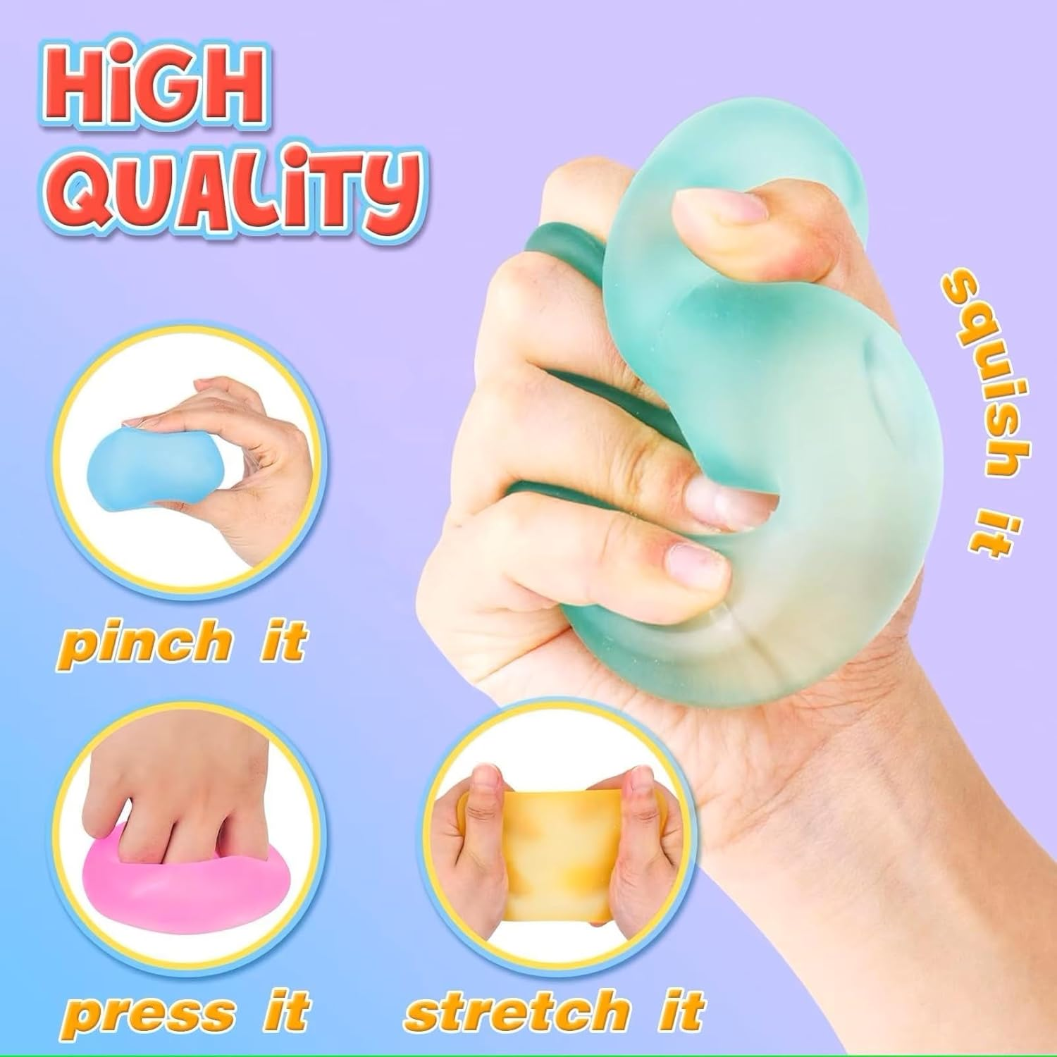 3 Pack Anxiety Annoyance Toys Stress Cubes. Glow-In-The-Dark Soft Gel-Filled Anxiety Relief Toys for Kids, Adults and Teens (3 Pcs, Red, Yellow and Blue) image number 1