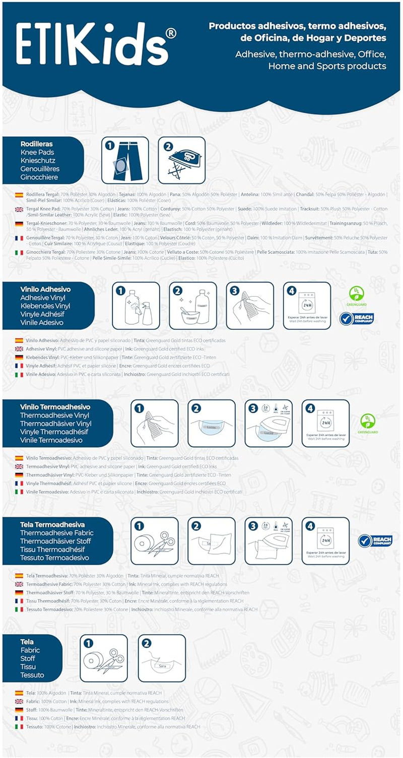 6 Piece Knee Kids Patches Navy. Iron Pads to Protect Your Clothes and Repair of Trousers, Jackets, Sweaters, Shirts. 10.5 X 8 Cm. RK92